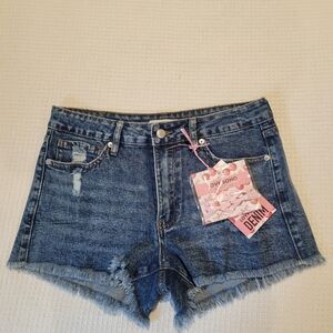 Women's Frayed Blue Denim Shorts
